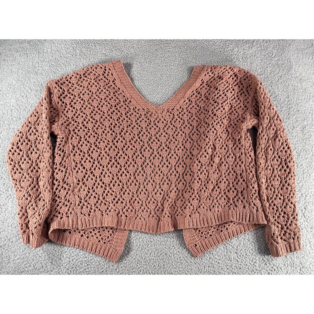 Artelier Nicole Miller Knit Sweater Womens XL Brown Open Knit Cardigan Buttons - Picture 10 of 12